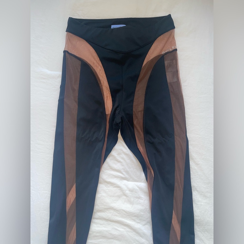 MUGLER Black and Brown Leggings
